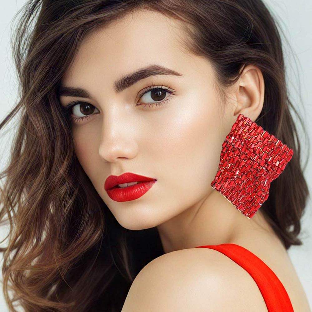 Bold Bling Studded Abstract Plate Earrings - Madeline Love - Flyclothing LLC