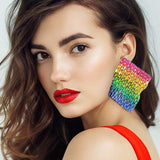 Bold Bling Studded Abstract Plate Earrings - Madeline Love - Flyclothing LLC