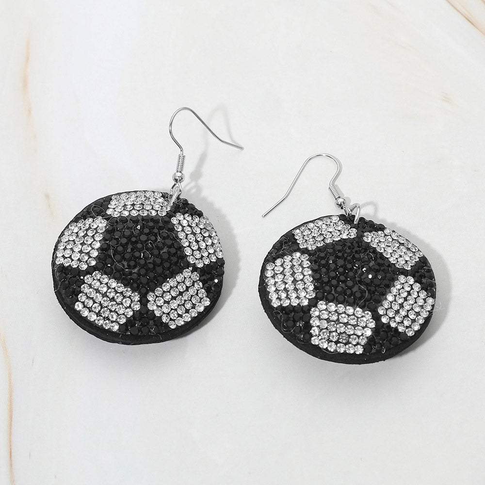 Bling Studded Felt Back Soccer Ball Drop Earrings - Madeline Love - Flyclothing LLC