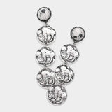 Natural Stone Metal Coin Link Dangle Earrings - Madeline Love - Flyclothing LLC
