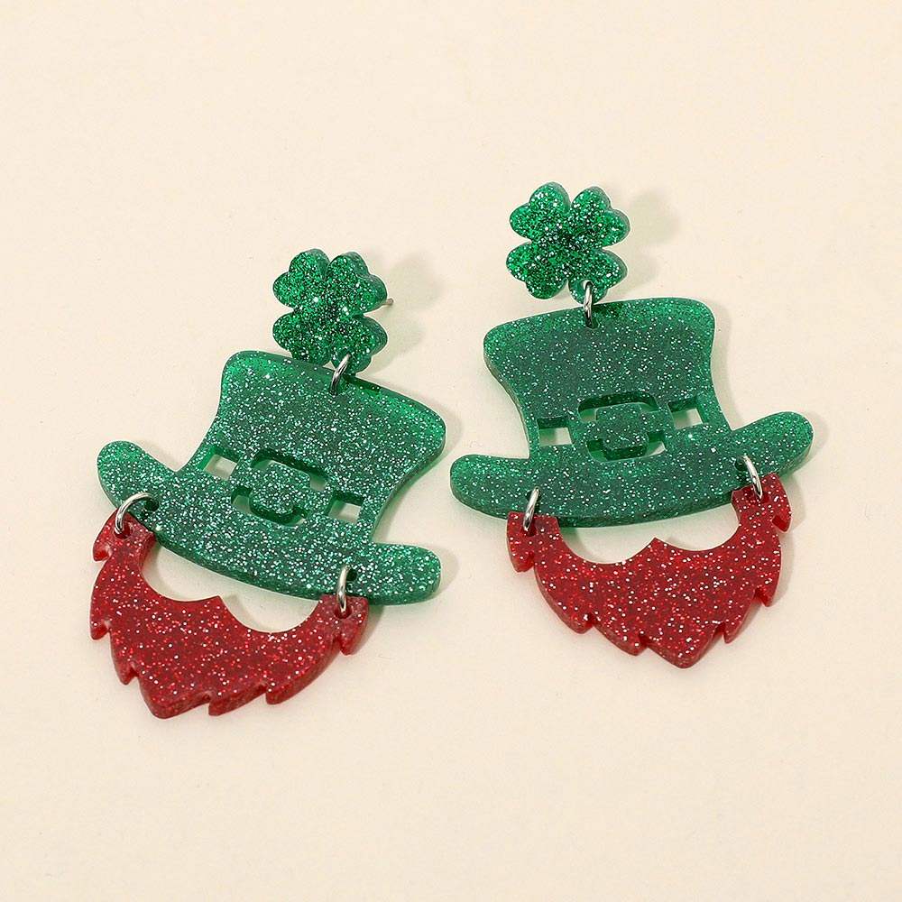 Glitter Resin Leprechaun Drop Earrings - Madeline Love - Flyclothing LLC