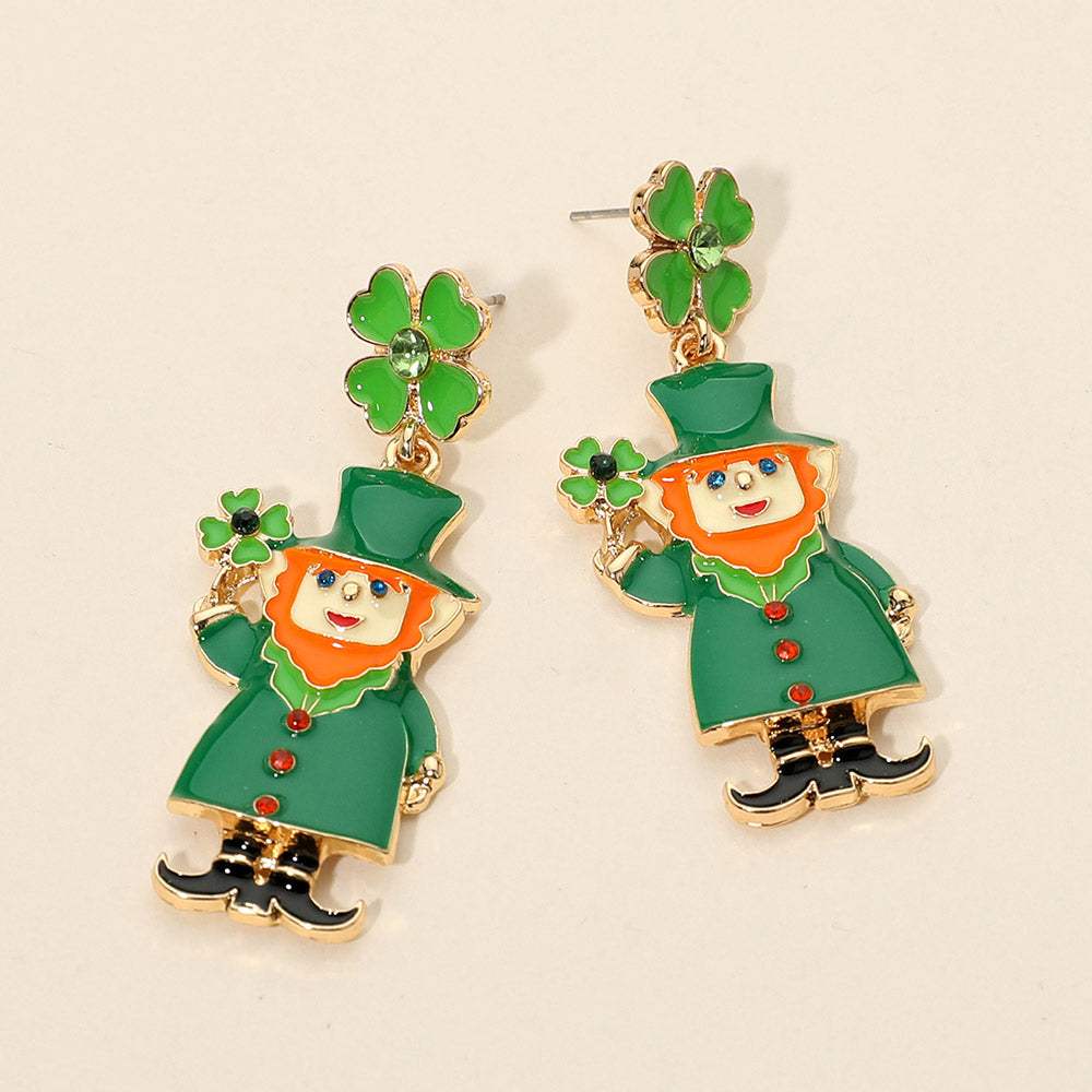 Enamel Leprechaun Drop Dangle Earrings - Madeline Love - Flyclothing LLC