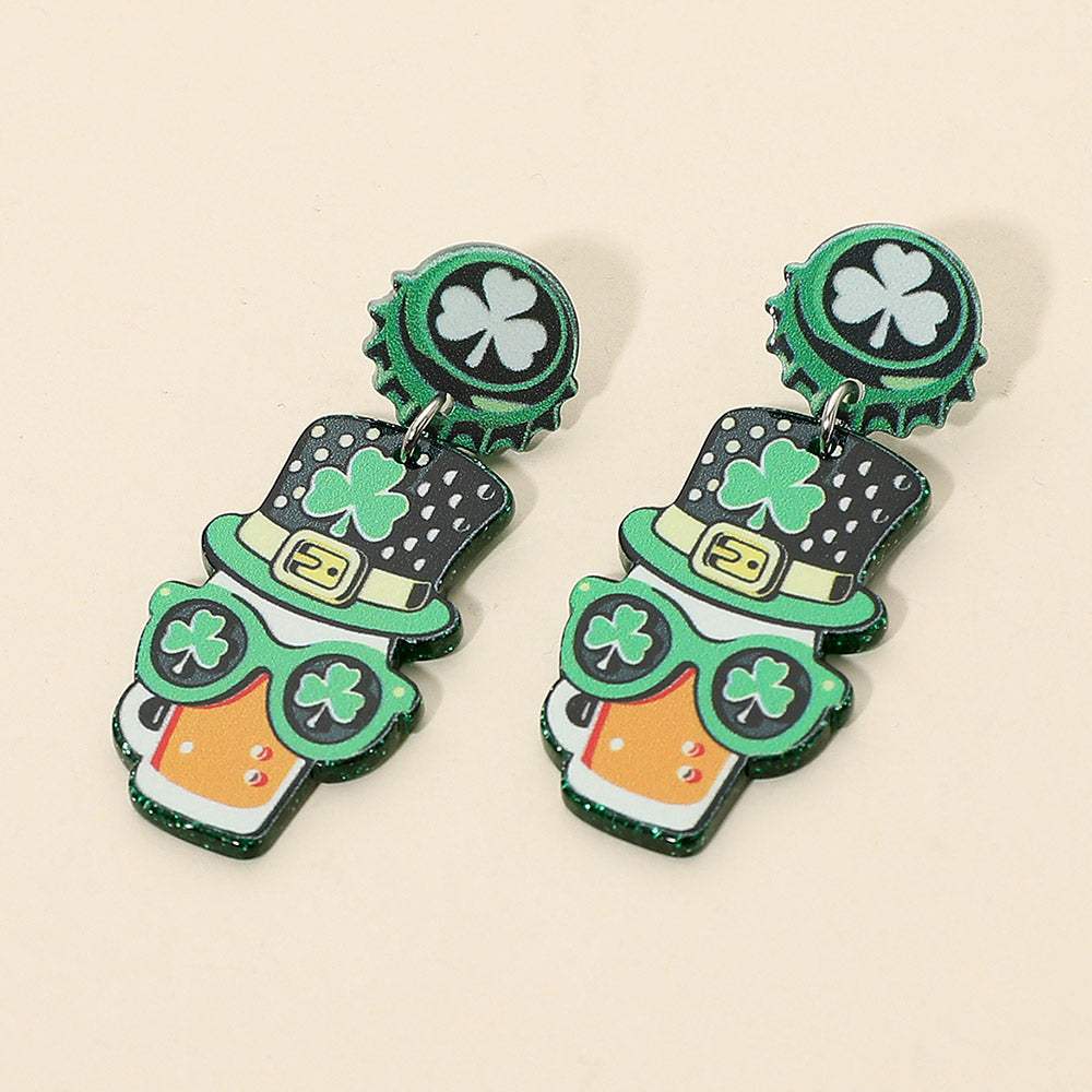Resin Fun Leprechaun Beer Mug Drop Earrings - Madeline Love - Flyclothing LLC