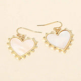 Mother of Pearl Heart Drop Earrings - Madeline Love - Flyclothing LLC