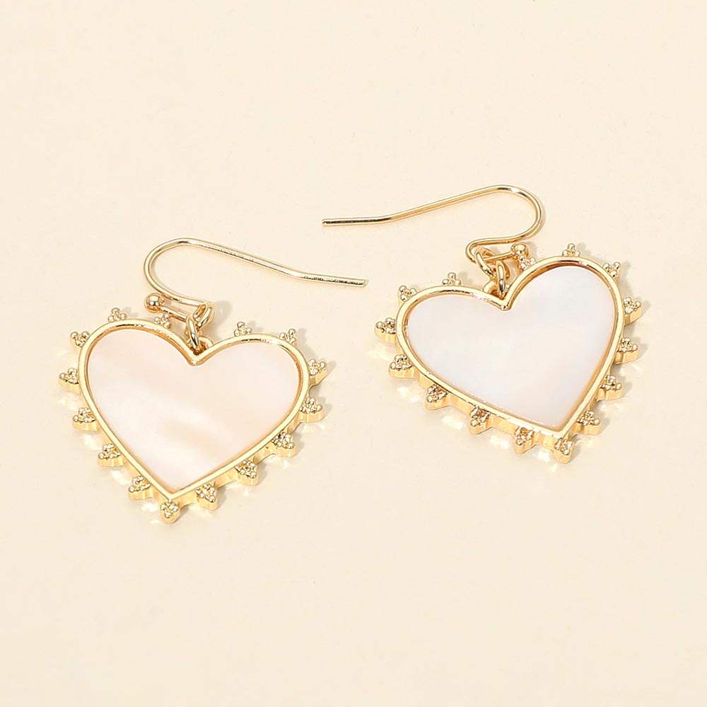 Mother of Pearl Heart Drop Earrings - Madeline Love - Flyclothing LLC