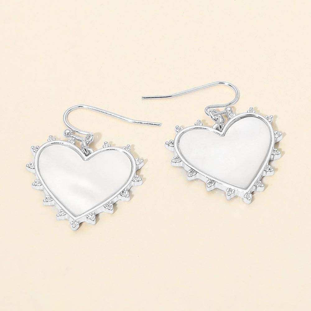 Mother of Pearl Heart Drop Earrings - Madeline Love - Flyclothing LLC