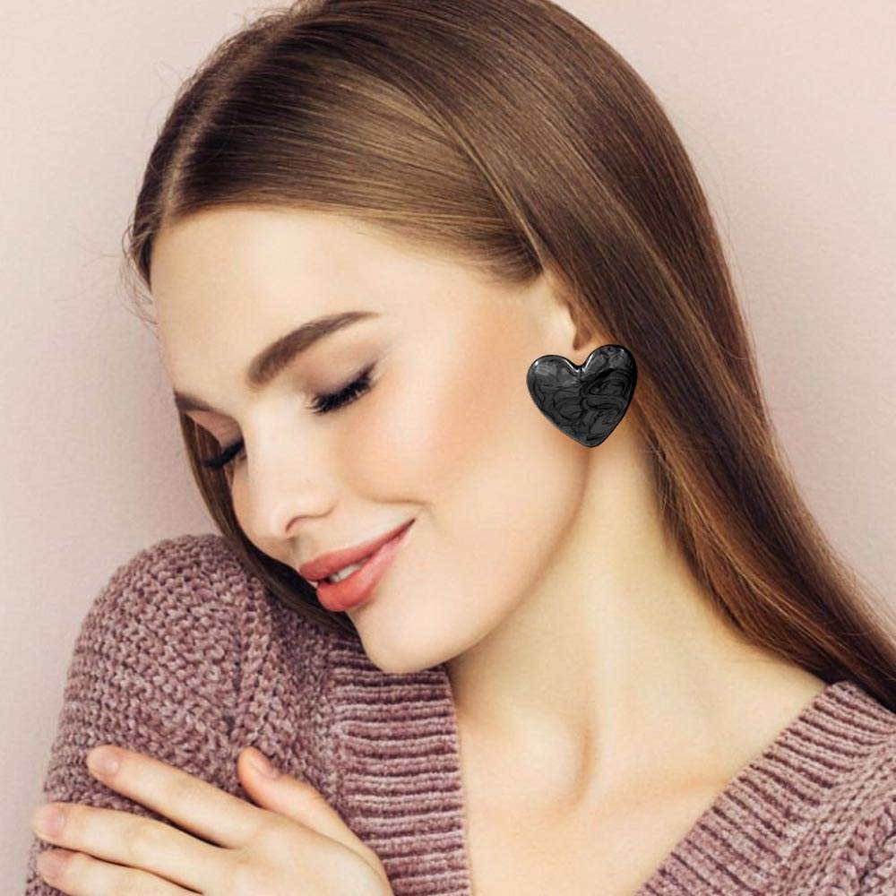 Marbled Resin Heart Earrings - Madeline Love - Flyclothing LLC