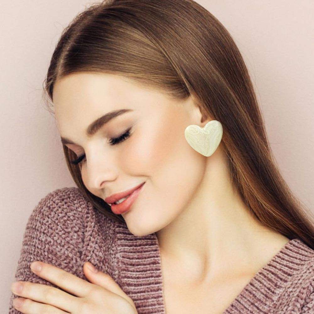 Marbled Resin Heart Earrings - Madeline Love - Flyclothing LLC