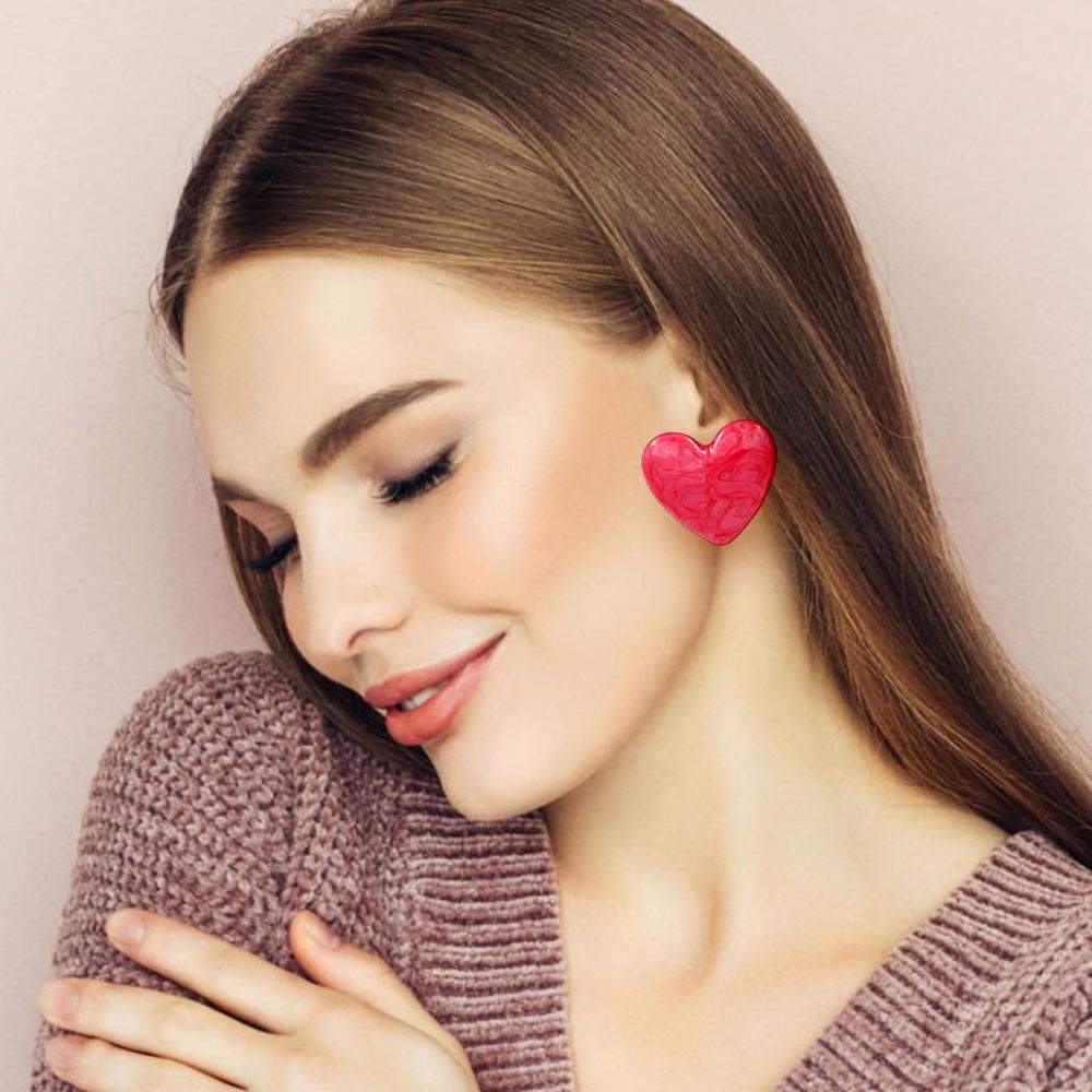 Marbled Resin Heart Earrings - Madeline Love - Flyclothing LLC