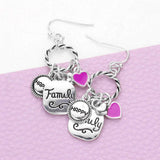 Braided Open Circle Happy Family Enamel Heart Dangle Earrings - Madeline Love - Flyclothing LLC
