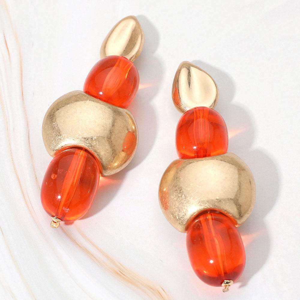 Bold Resin Metal Bead Drop Earrings - Madeline Love - Flyclothing LLC