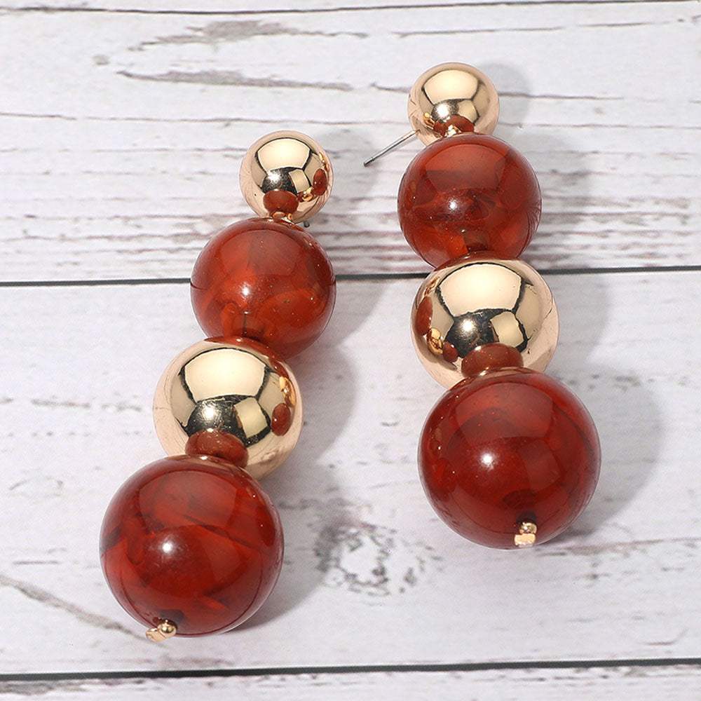 Bold Dual Resin Metal Sphere Drop Earrings - Madeline Love - Flyclothing LLC