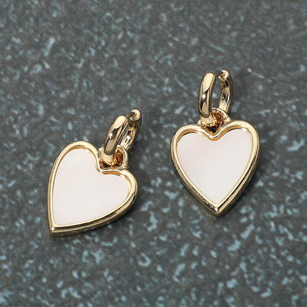Heart Charm Drop Huggie Earrings - Madeline Love - Flyclothing LLC