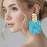 Oversized Patterned Celluloid Acetate Plate Accent Door Knocker Earrings - Madeline Love - Flyclothing LLC