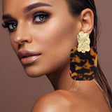 Oversized Patterned Celluloid Acetate Plate Accent Door Knocker Earrings - Madeline Love - Flyclothing LLC