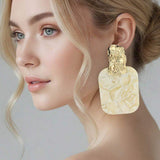 Oversized Patterned Celluloid Acetate Plate Accent Door Knocker Earrings - Madeline Love - Flyclothing LLC