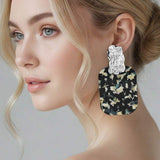 Oversized Patterned Celluloid Acetate Plate Accent Door Knocker Earrings - Madeline Love - Flyclothing LLC