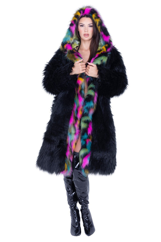 J-Valentine FE294 - Mid-Length Hooded Fur Coat - J. Valentine