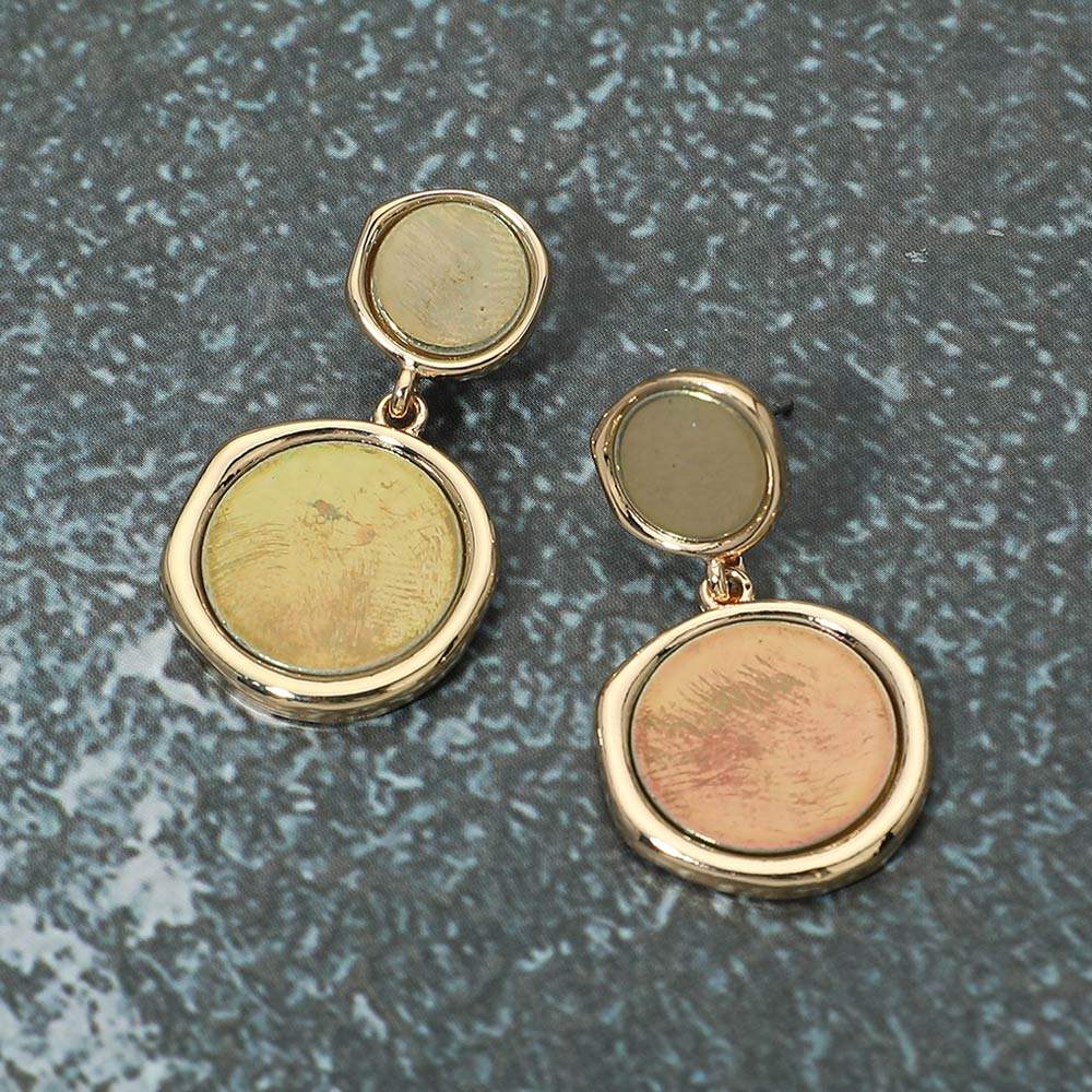 Double Disc Charm Drop Earrings - Madeline Love - Flyclothing LLC