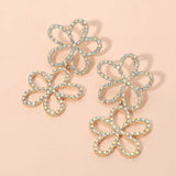 Stone Paved Open Flower Link Earrings - Madeline Love - Flyclothing LLC