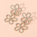 Stone Paved Open Flower Link Earrings - Madeline Love - Flyclothing LLC