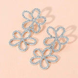 Stone Paved Open Flower Link Earrings - Madeline Love - Flyclothing LLC