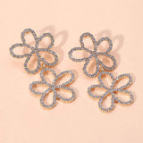 Stone Paved Open Flower Link Earrings - Madeline Love - Flyclothing LLC