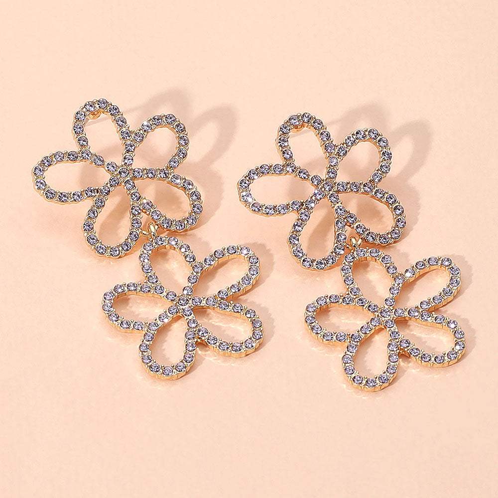 Stone Paved Open Flower Link Earrings - Madeline Love - Flyclothing LLC