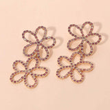 Stone Paved Open Flower Link Earrings - Madeline Love - Flyclothing LLC