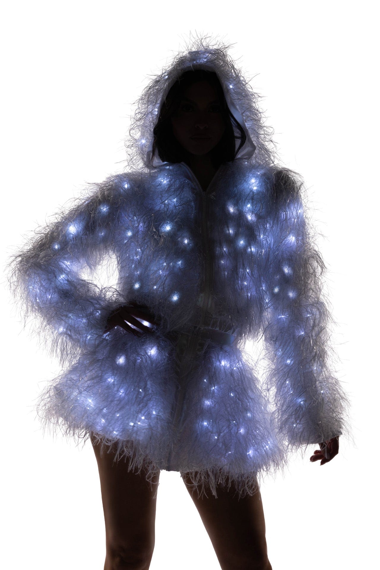 J-Valentine FE299 - Light-Up Lurex Shag Skirt - J. Valentine