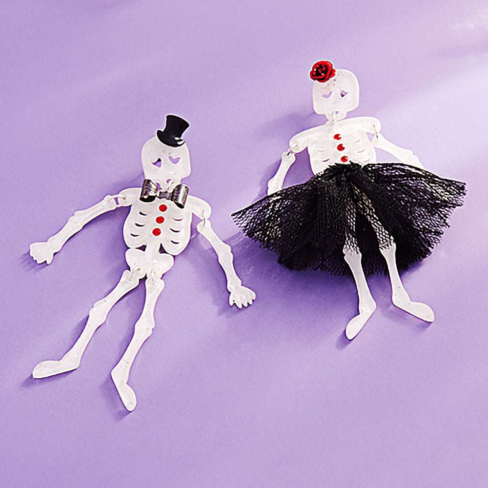 Halloween Mr Mrs Skeleton Dangle Earrings - Madeline Love - Flyclothing LLC