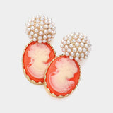 Pearl Cameo Dangle Earrings - Madeline Love - Flyclothing LLC