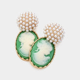 Pearl Cameo Dangle Earrings - Madeline Love - Flyclothing LLC