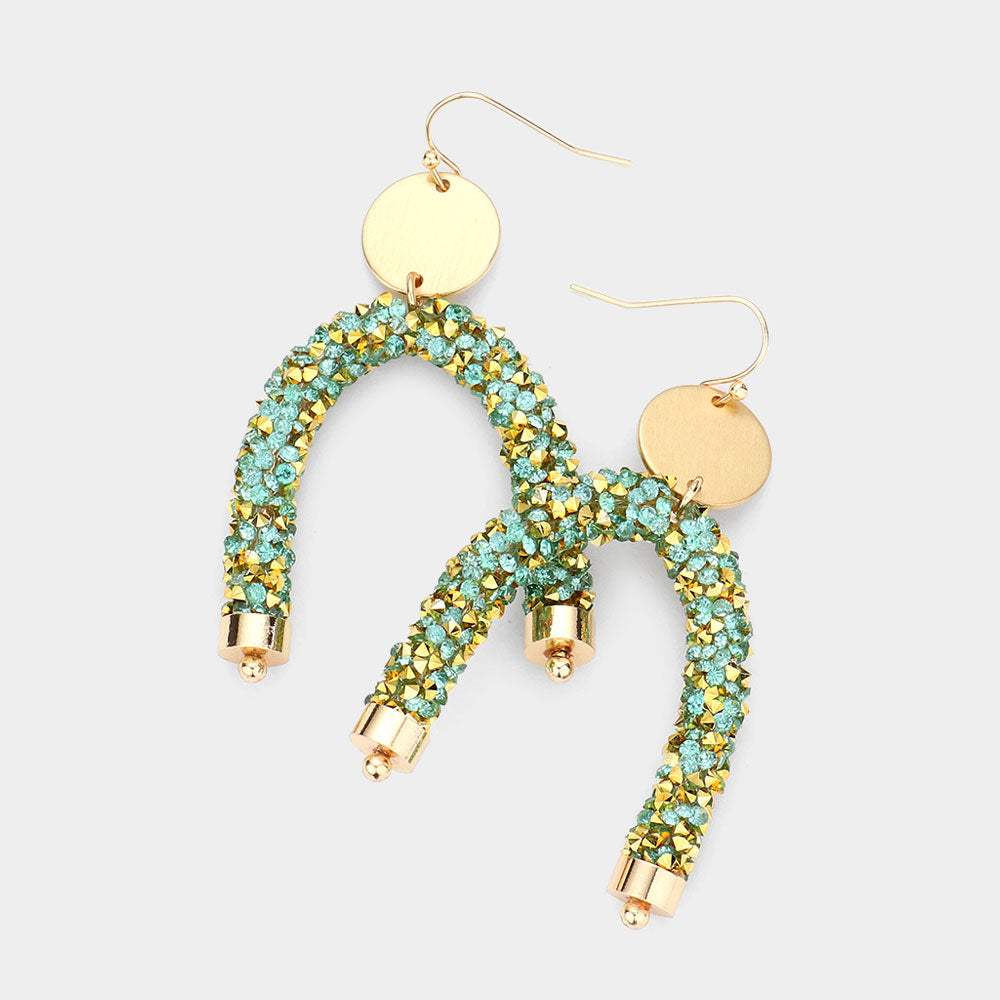 Stone Cluster Arch Dangle Earrings - Madeline Love - Flyclothing LLC