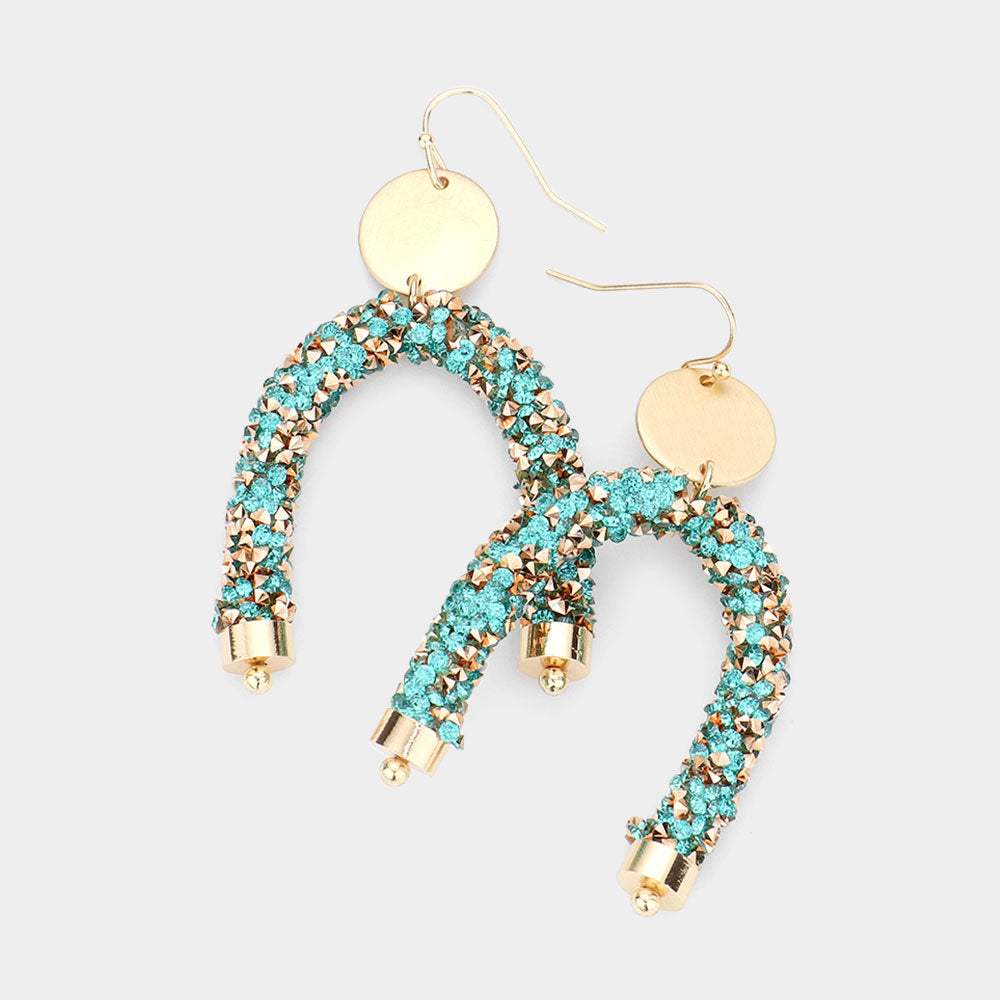 Stone Cluster Arch Dangle Earrings - Madeline Love - Flyclothing LLC