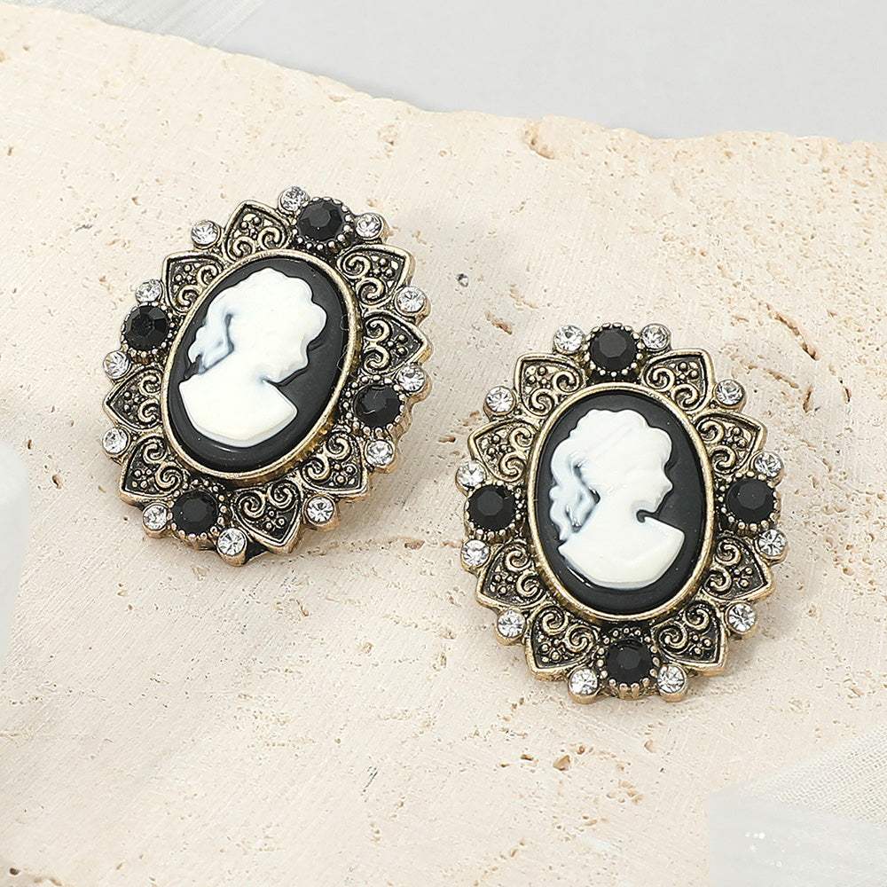 Vintage Cameo Oval Earrings - Madeline Love - Flyclothing LLC