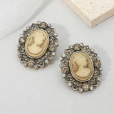 Vintage Cameo Oval Earrings - Madeline Love - Flyclothing LLC
