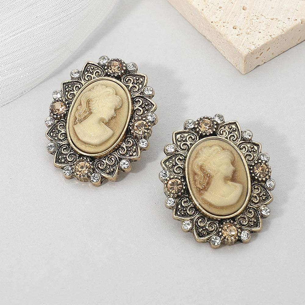 Vintage Cameo Oval Earrings - Madeline Love - Flyclothing LLC