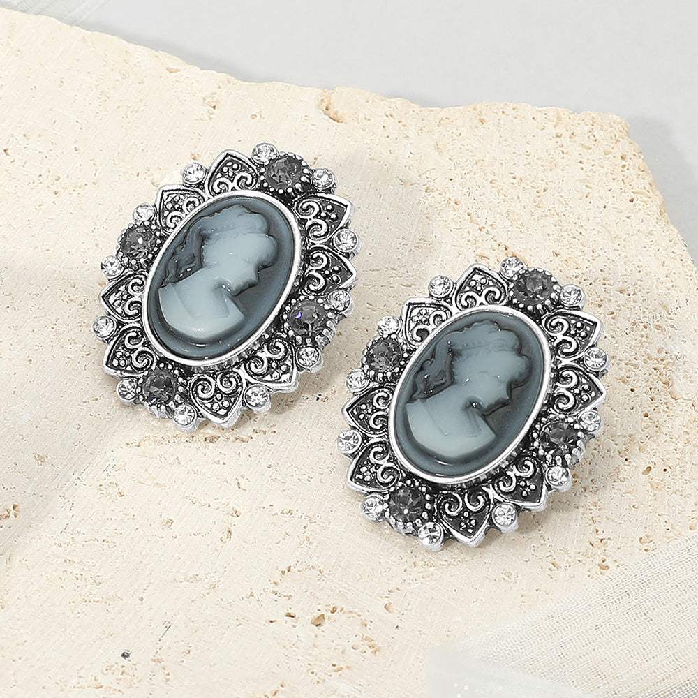 Vintage Cameo Oval Earrings - Madeline Love - Flyclothing LLC
