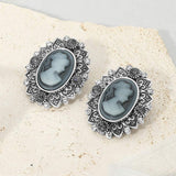 Vintage Cameo Oval Earrings - Madeline Love - Flyclothing LLC