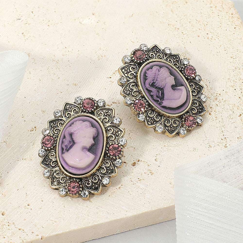 Vintage Cameo Oval Earrings - Madeline Love - Flyclothing LLC