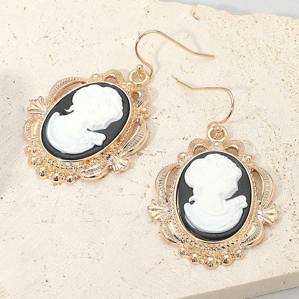 Bold Vintage Cameo Drop Dangle Earrings - Madeline Love - Flyclothing LLC