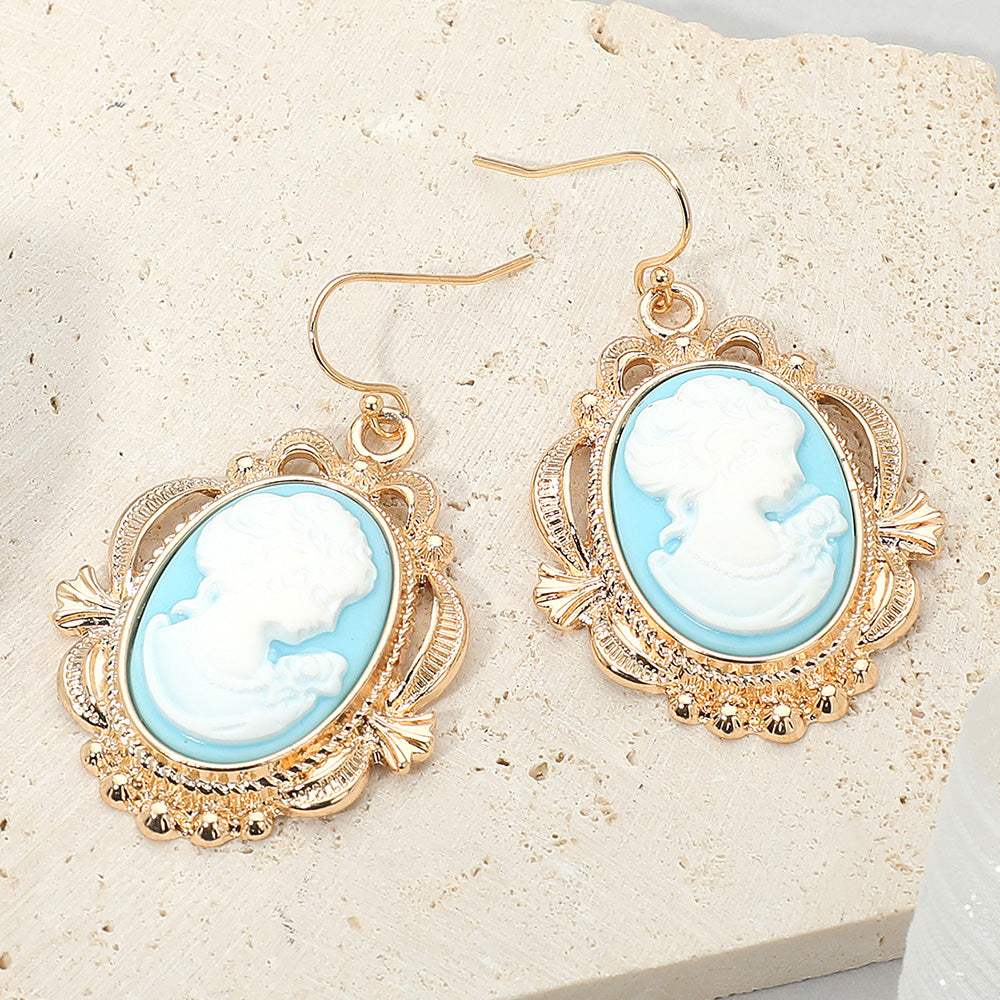 Bold Vintage Cameo Drop Dangle Earrings - Madeline Love - Flyclothing LLC