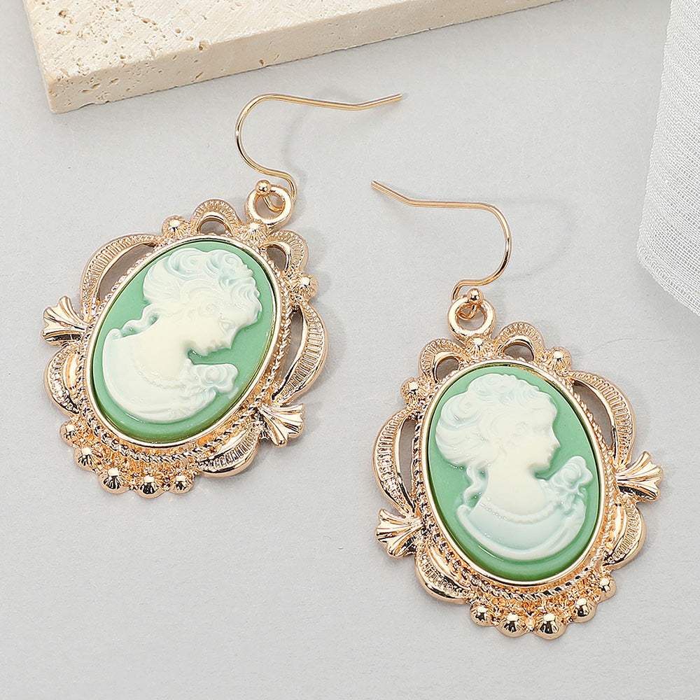 Bold Vintage Cameo Drop Dangle Earrings - Madeline Love - Flyclothing LLC