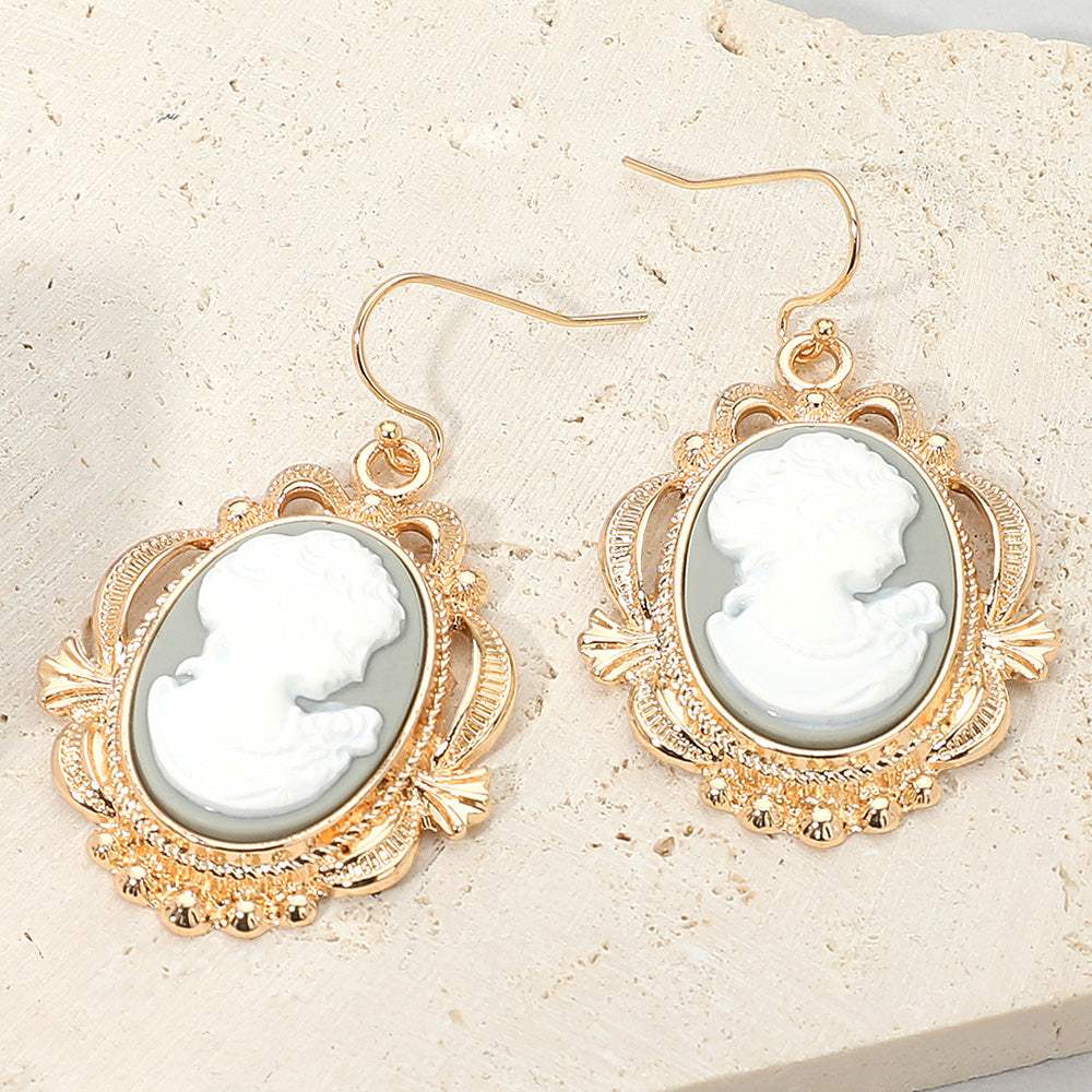 Bold Vintage Cameo Drop Dangle Earrings - Madeline Love - Flyclothing LLC