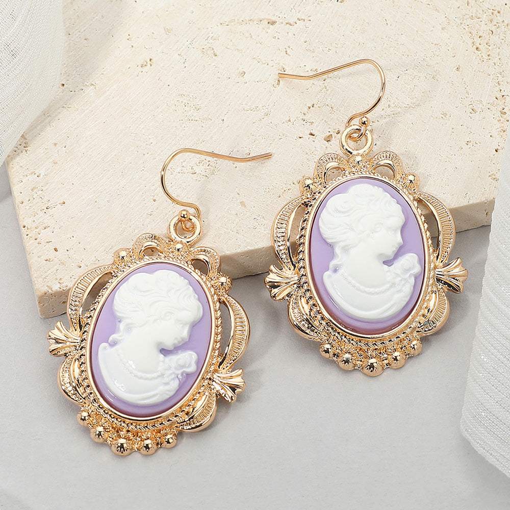 Bold Vintage Cameo Drop Dangle Earrings - Madeline Love - Flyclothing LLC