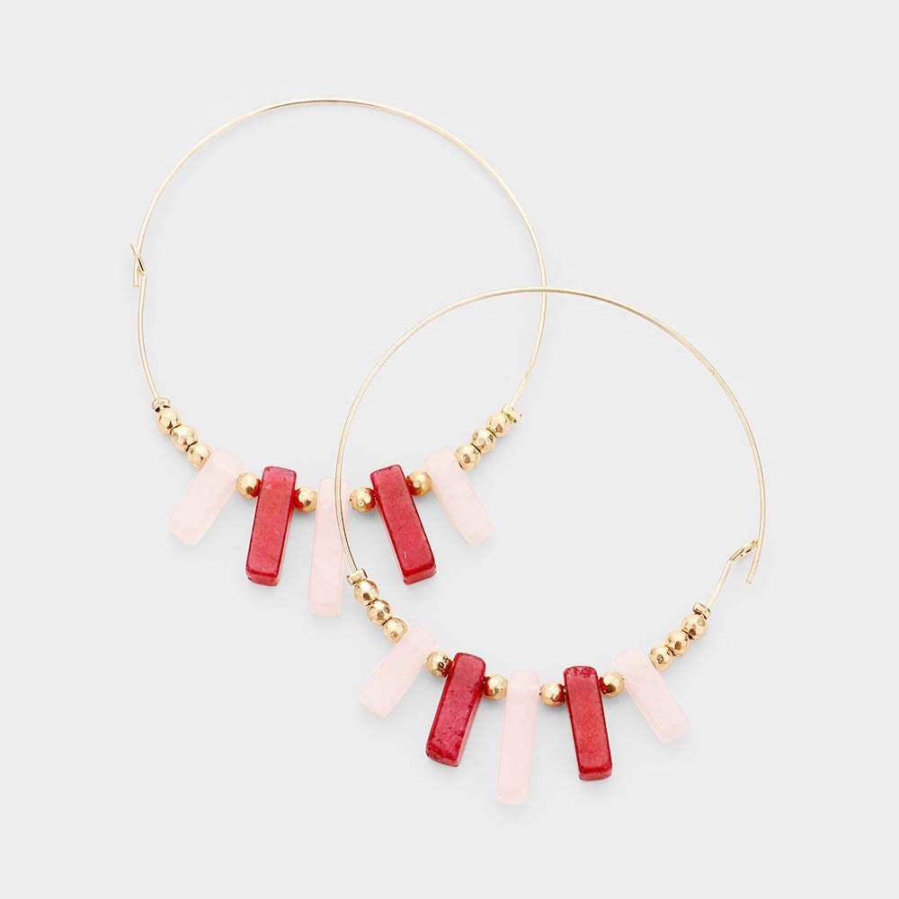 Resin Bar Beaded Hoop Earrings - Madeline Love - Flyclothing LLC