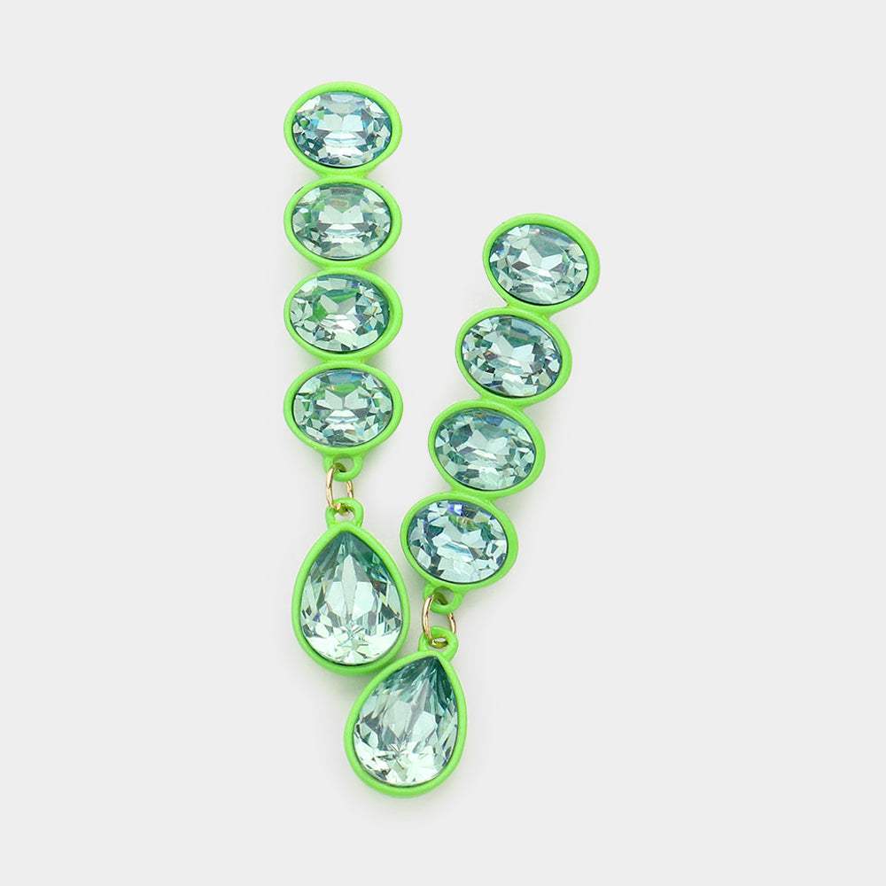Oval Teardrop Crystal Drop Earrings - Madeline Love - Flyclothing LLC