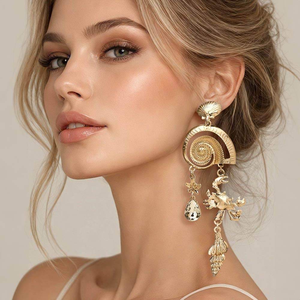 Bold Coastal Charm Drop Statement Earrings - Madeline Love - Flyclothing LLC