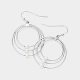 Pearl Pointed Abstract Triple Open Circle Dangle Earrings - Madeline Love - Flyclothing LLC